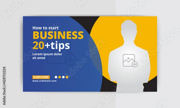 Fototapeta Business Thumbnail design for any video. Video thumbnail or web banner template. social media Video cover photo