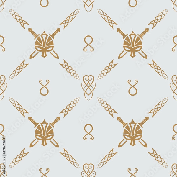 Fototapeta Seamless pattern of ancient Scandinavian