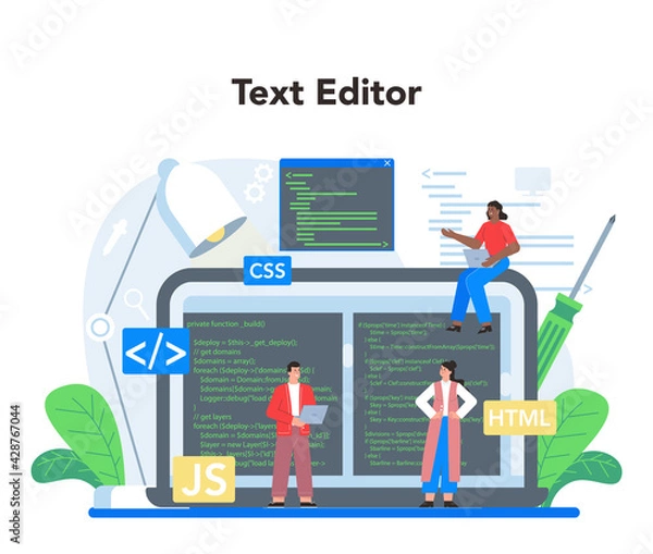 Fototapeta Frontend development online service or platform. Website interface