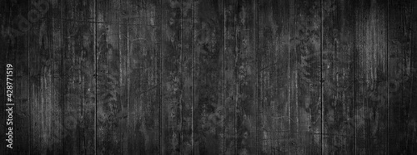 Fototapeta old black grey rustic dark wooden texture - wood background panorama long banner