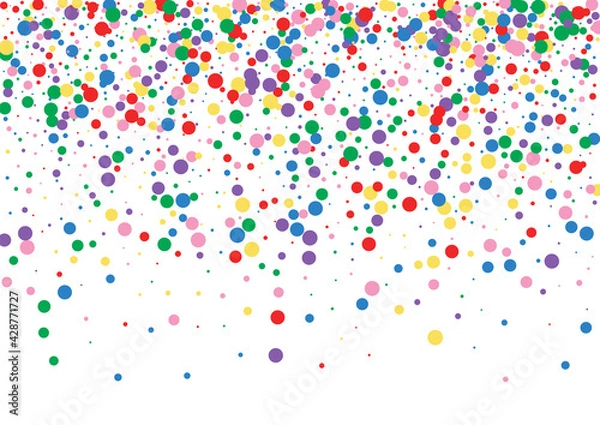 Fototapeta Multicolored Confetti Falling Illustration. Dot Party Background. Blue Vector Round. Red Random Circle Texture.