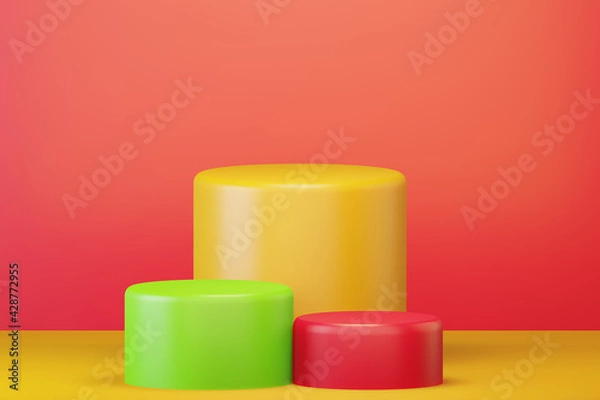 Obraz colorful podium for product promotion. Minimalist design in modern, empty space, 3d rendering