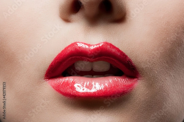 Obraz red lips closeup