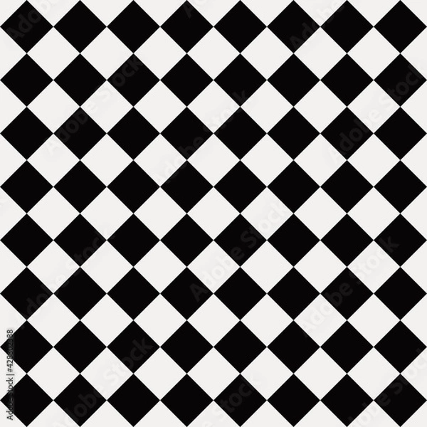 Fototapeta Checkered rhombuses. Black and white diamonds 8x8. Vector  chess ornament in monochrome colors.