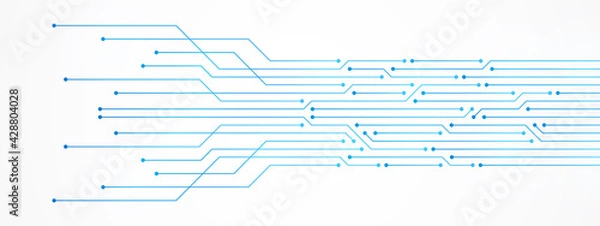 Obraz Abstract Technology Background, blue circuit board pattern, microchip, power line