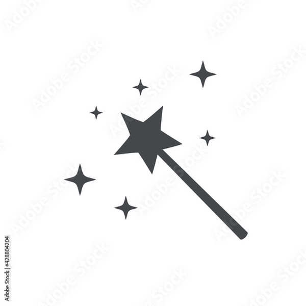 Fototapeta Magic wand silhouette icon. Clipart image isolated on white background