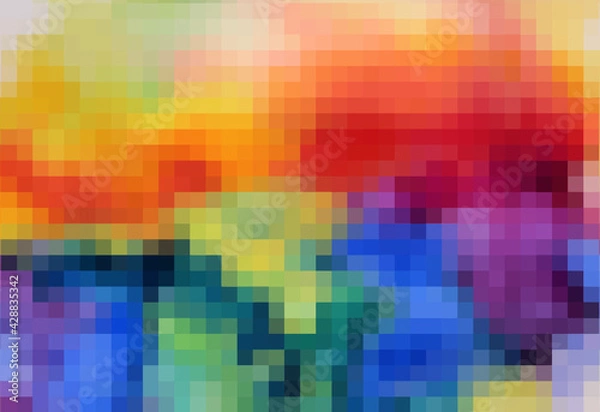 Fototapeta Abstract multicolored background from squares. Rainbow mosaic. Vector illustration