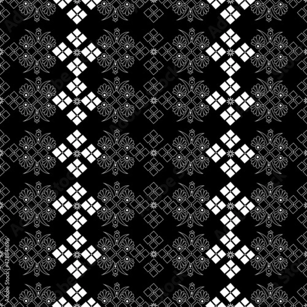 Obraz black and white geometric shapes decorative background pattern.