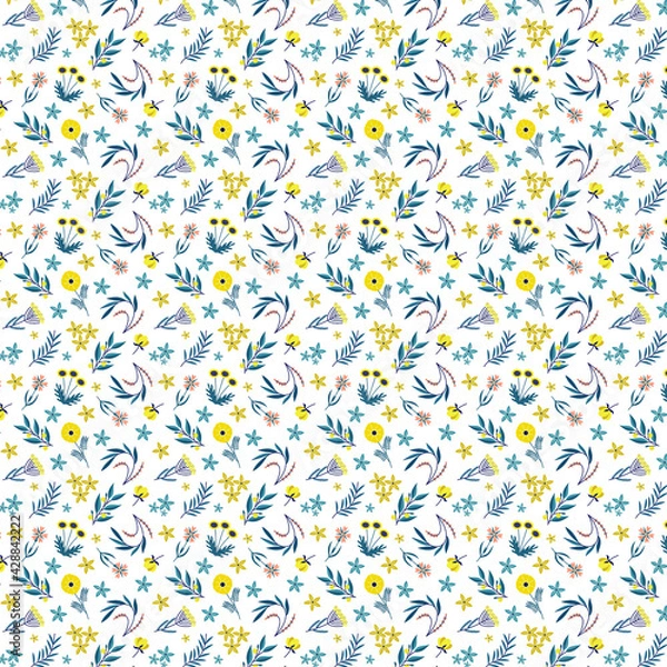 Obraz Summer floral repeat pattern for textile and fabric.
