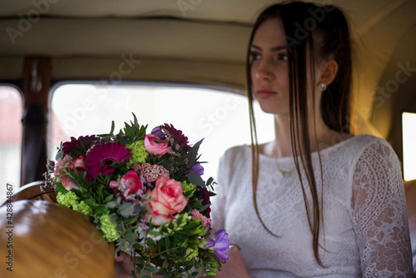 Obraz Hochzeit Braut Auto Blumen