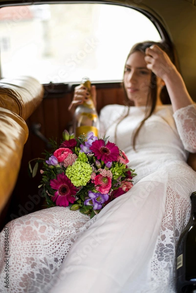 Obraz Hochzeit Braut Auto Blumen