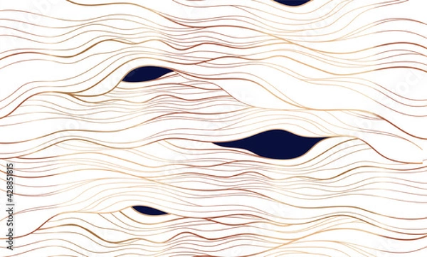 Obraz Golden line on white abstract elegant texture. Vip luxury vector background.