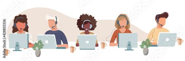 Fototapeta Live support concept. Business customer care service concept. Icon for contact us, support, help, phone call and website click. Flat vector illustration.
