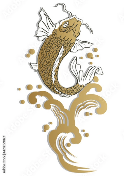 Obraz 和柄-昇鯉図。
和柄の鯉。