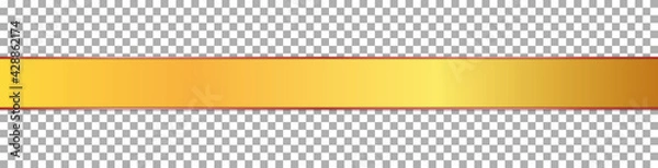 Obraz long gold ribbon banner with gold frame on transparent background	