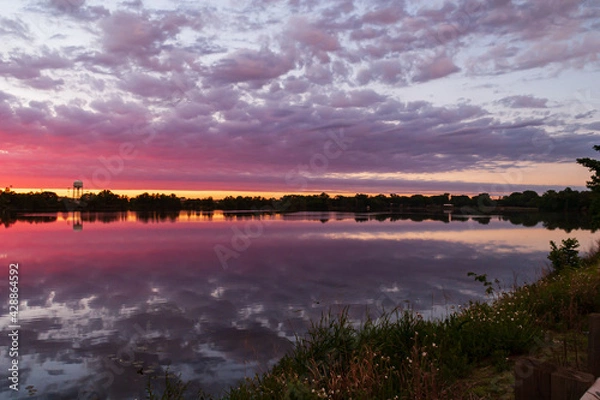 Fototapeta sunset on the lake in Minnesota