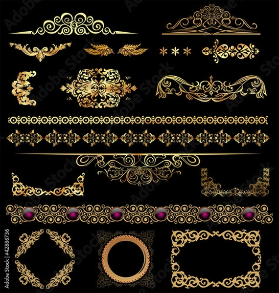 Fototapeta Gold calligraphic design elements