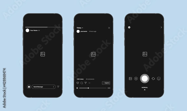 Fototapeta Instagram Interface. Social Media Mobile Interface Concept Set. Vector illustration