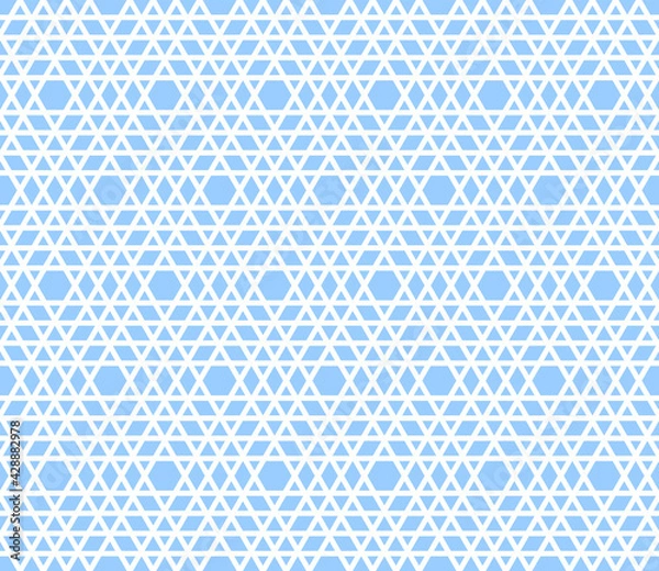 Fototapeta Seamless geometric hexagons and triangles blue pattern.