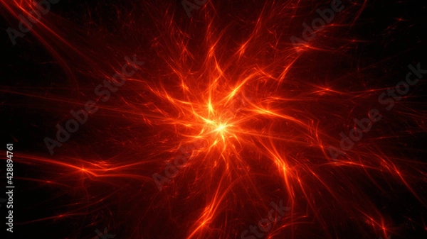 Obraz Abstract background, smooth multicolored lines on a black background.