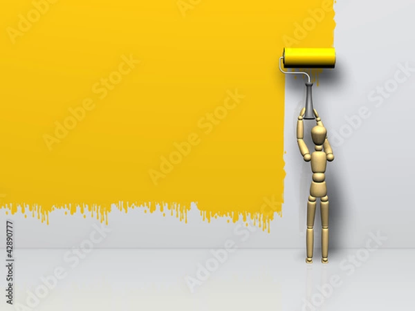 Obraz Holzpuppe Farbe Wand G1