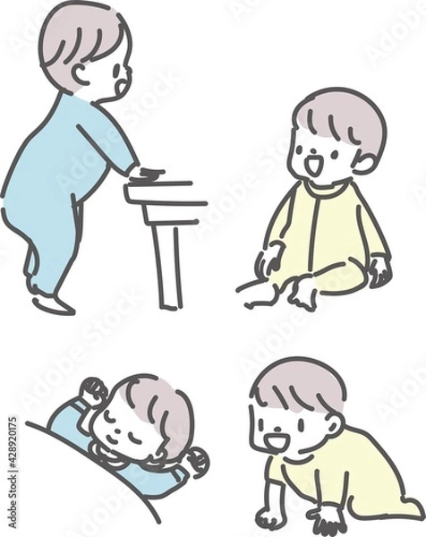 Fototapeta 赤ちゃんのしぐさセットイラスト