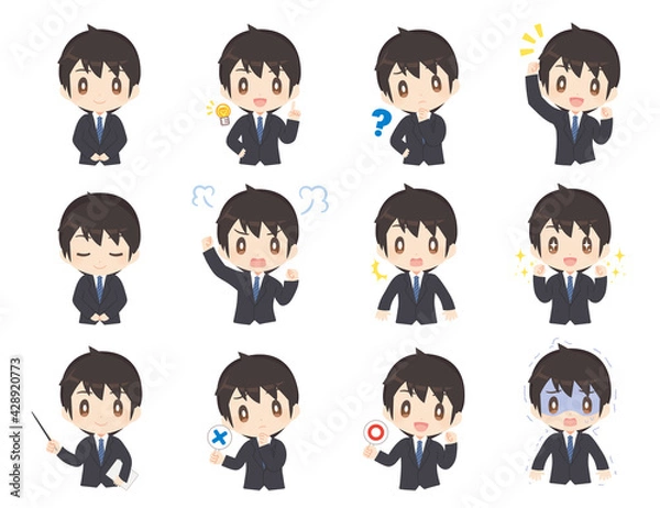 Fototapeta ビジネススーツ姿の男性 上半身ポーズセット