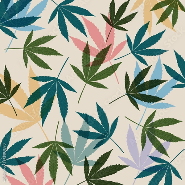 Obraz cannabis leaf pattern background vector illustration