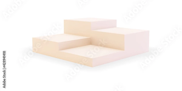 Fototapeta Square pedestal with step mockup isolated on white