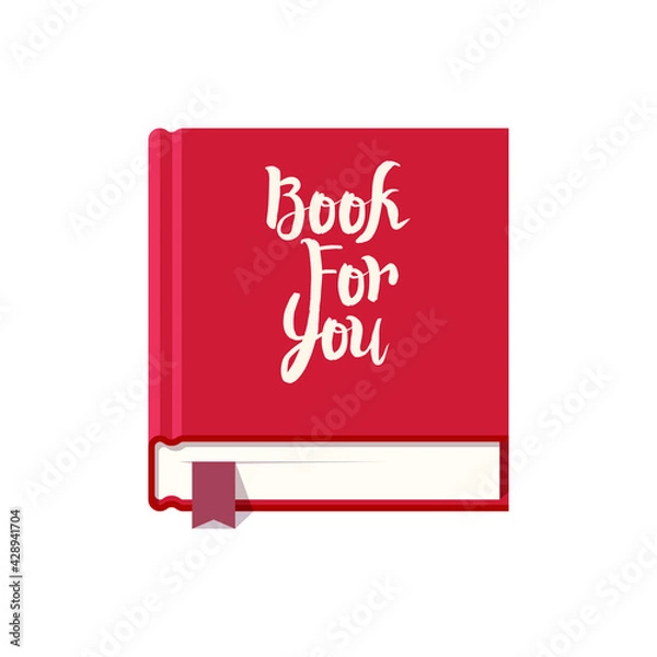 Fototapeta red book icon, flat style vector graphics art illustration, clip art isolated on white background.