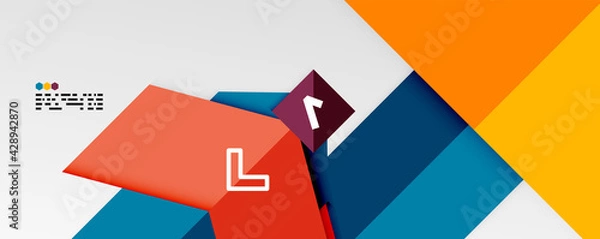 Fototapeta Shiny color triangles and geometric shapes vector abstract background