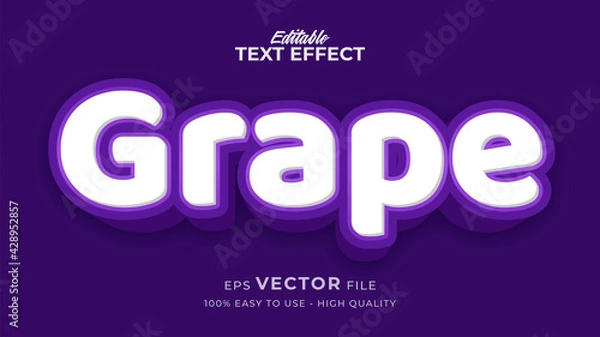 Obraz Editable text style effect - fresh grape text style theme