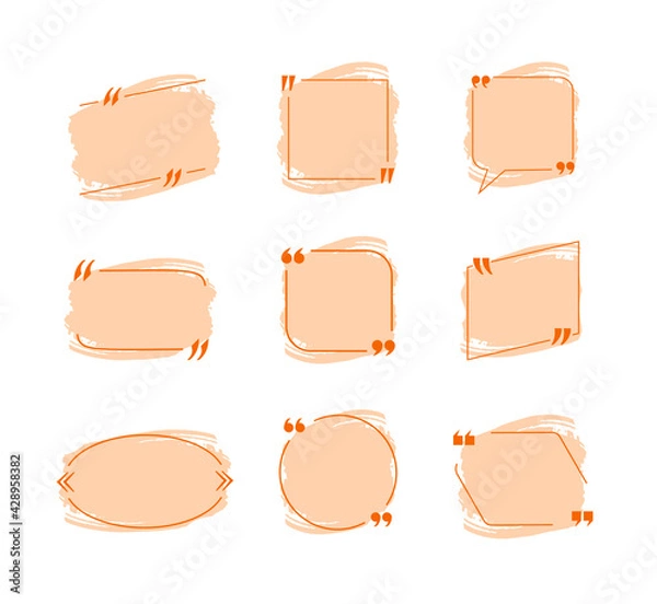 Fototapeta Vector Quote Box Blank Templates, Set, Orange Color, Isolated on White Background Colorful Design Elements Collection.
