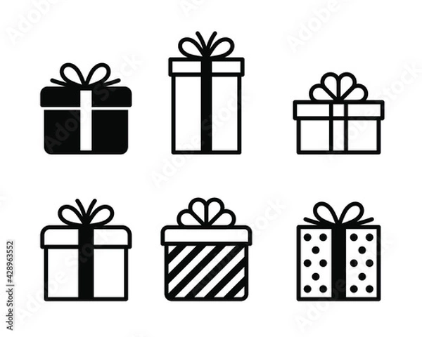 Fototapeta Vector gift box icons set, Simple flat design isolated on white background