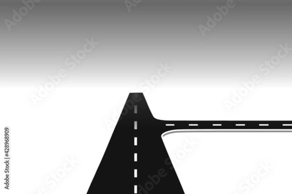 Obraz Roadway journey to the future. Asphalt street isolated on white background. Symbols Way to the goal of the end point. Path mean successful business planning Suitable for advertising and presentstation