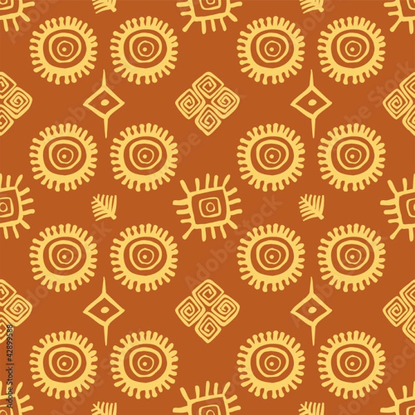 Fototapeta Native American seamless pattern vector with abstract motifs