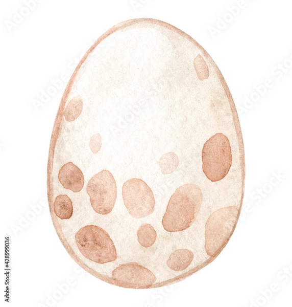Obraz watercolor brown egg with spots isolated on white background