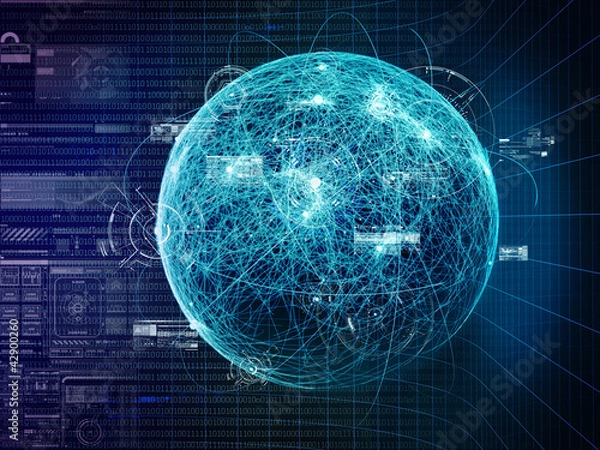 Obraz Botnetstorm und Computer Virus Scan mit Daten