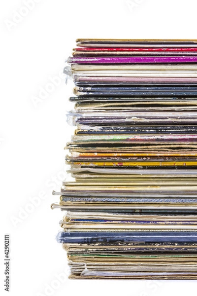 Fototapeta Vinyl records stack