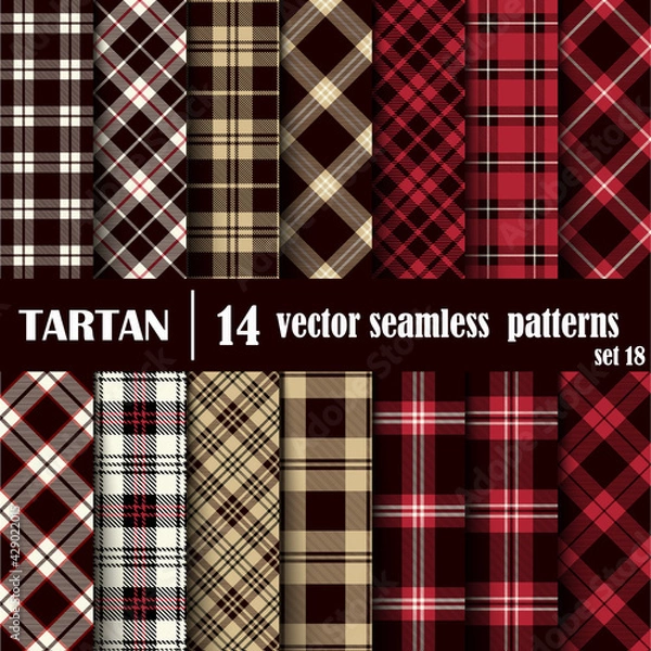 Obraz Set tartan seamless pattern in different colors.