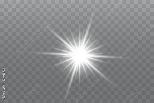 Obraz Glow effect. Star on transparent background.Bright sun. Vector illustration.