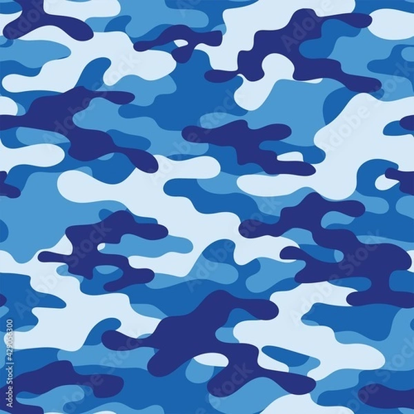 Fototapeta blue Abstract seamless military camo texture for print. Forest background. Vector