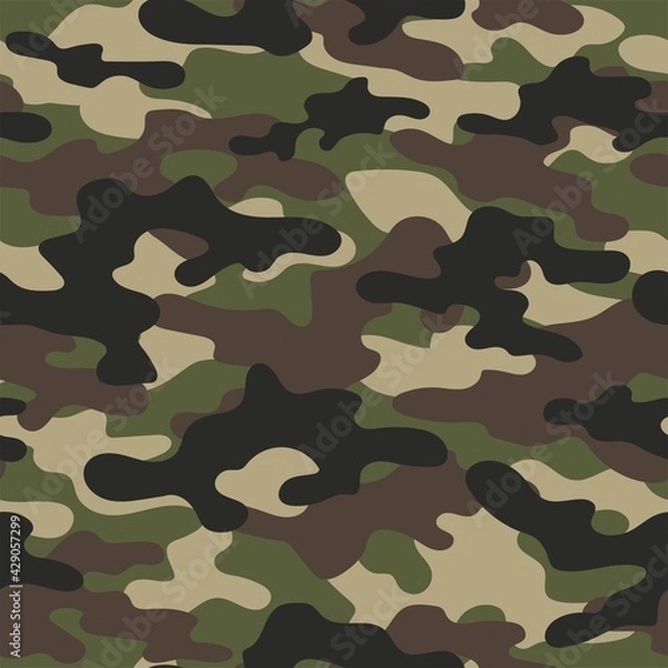 Fototapeta Abstraction green military camouflage khaki pattern vector graphics modern hunting background.