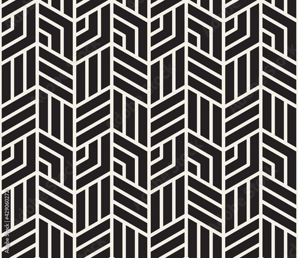 Fototapeta Vector seamless pattern. Repeating abstract background. Black and white geometric lattice design. Modern stylish texture.