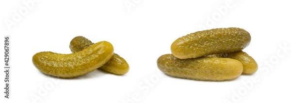 Obraz Pickled sour cucumber isolated on white background