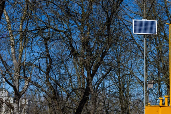 Fototapeta a small solar panel powers the measuring instruments in the gas system