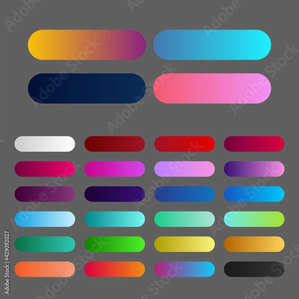 Fototapeta Icon set multi colored button in flat style. Easy editable vector isolated illustration.