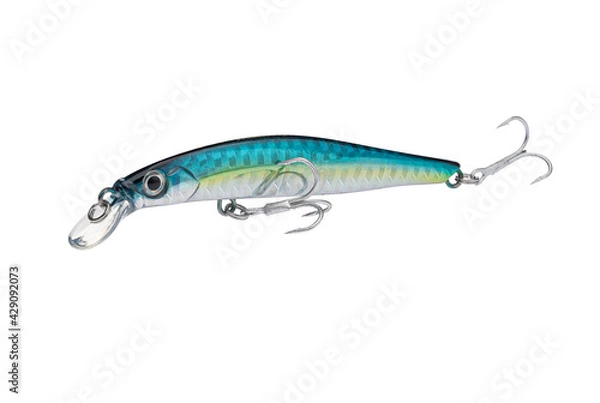 Obraz Wobbler with hooks for fishing as bait for fish, which is used for spinning. Fishing tackle for a fisherman.