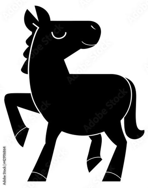 Obraz 黒い馬のイラストC 