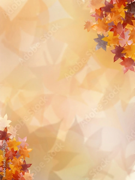 Fototapeta 秋の紅葉　もみじ　背景付き（タテ）